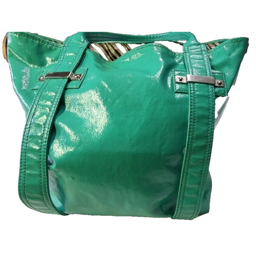 Vintage Guess Teal Shoulder Bag Silver Buckle Y2K Style Zebra Lining - Picture 2 of 16